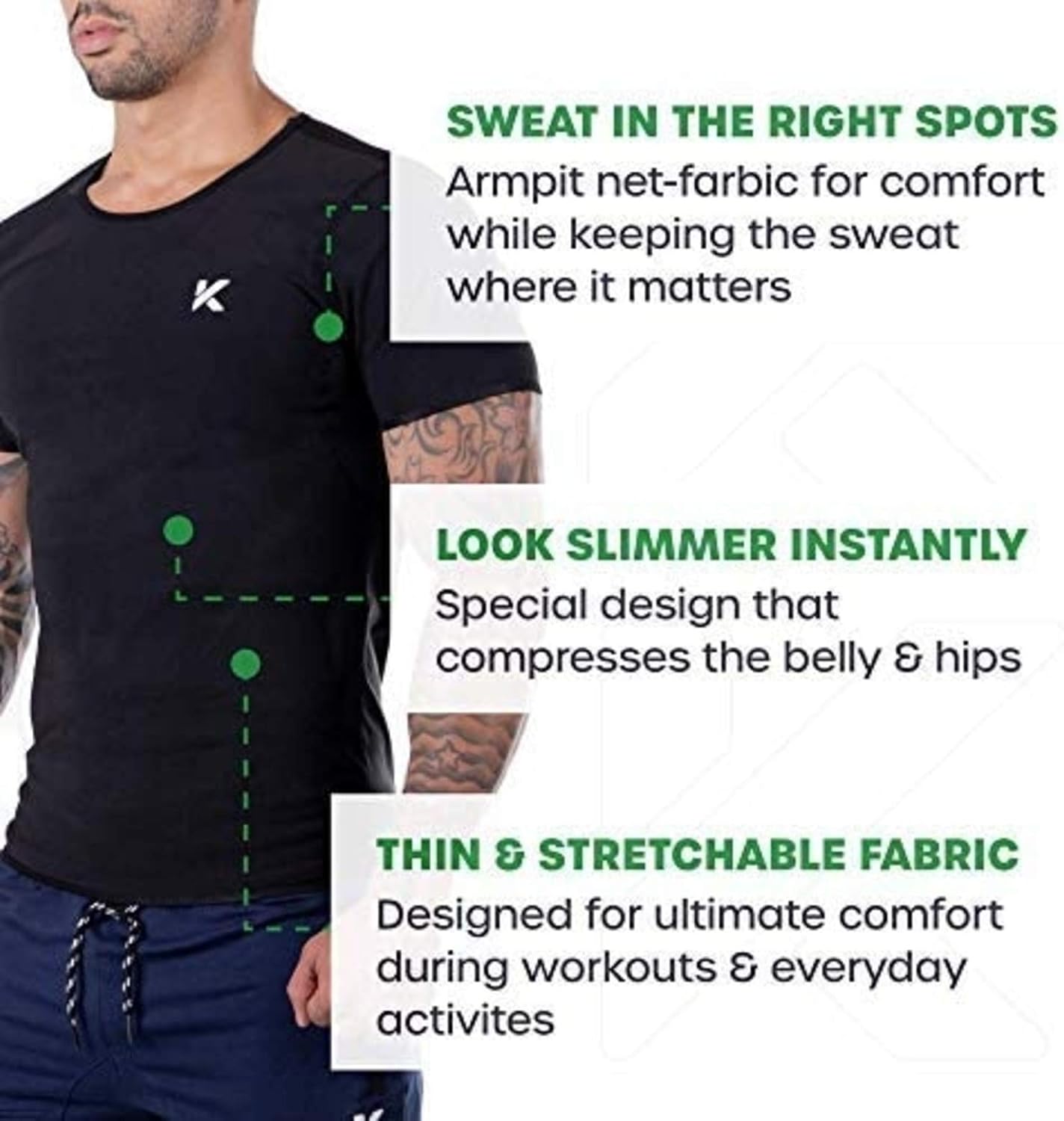 Kewlioo Men's Heat Trapping Shirt - Sweat Body Shaper Vest for Men, Mens Bodysuit Slimmer Saunasuits, Shapewear Compression Top, Gym Belt Exercise Jacket, Versatile and Discreet : Sports & Outdoors