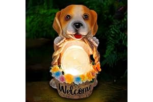 OLHKYN 2025 Solar Garden Outdoor Statues Dog Holding Magic Orb with Solar LED Lights - Lawn Decor Outdoor Statue for Patio, Balcony, Yard Ornament,Unique Gifts for Mom Grandma