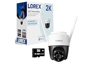 Lorex 2K Pan-Tilt Outdoor WiFi Security Camera | 360° View | Auto-Tracking | Color Night Vision | Person Detection | Warning 