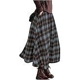GORGLITTER Women's Gingham Flowy A Line Midi Skirt Casual Dressy Plaid High Waist Flared Vintage Western Maxi Skirts