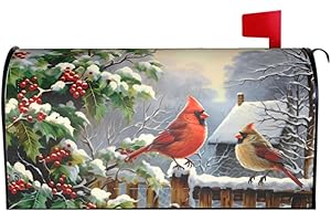 BARNEOVA Winter Mailbox Covers Magnetic Birds Mailbox Covers Magnetic Standard Size 18" X 21" Snow Tree Christmas Decorations Mailbox Wraps Post Letter Box Cover Decor for Outside Garden Yard Farmhouse Home