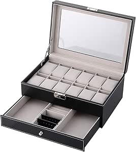 Caja para Relojes Estuche para Relojes y joyeros con 2 Capas ...