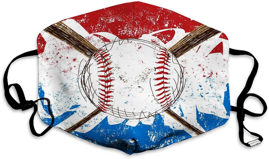 Outdoor Breath Mouth cover baseball flag bats over textured Bright Face