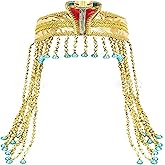 HPMAISON Women's Egyptian Headpiece Egyptian Costume for Women Accessories Beaded Headdress Cleopatra Hat Cleopatra's Headdress Cosplay Jewelry Carnival Party Crown Gold Color
