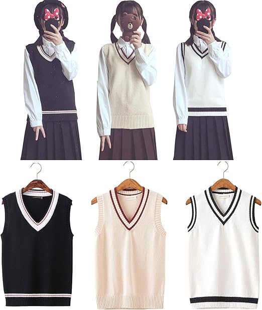 Amazon Co Jp Yujianxiong ニットベスト Jk 制服 スクールベスト コットン チョッキ ベスト レディース セーター 女子高生 スクールニット コスプレ コスチューム 入学 通学 学生服 アウター 上着 衣替え 全3色 服 ファッション小物