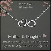 EFYTAL Mother Daughter Necklace, Sterling Silver or 14K Gold Gifts for Daughter, Mom Necklace for Women, Jewelry for Mom Birthday