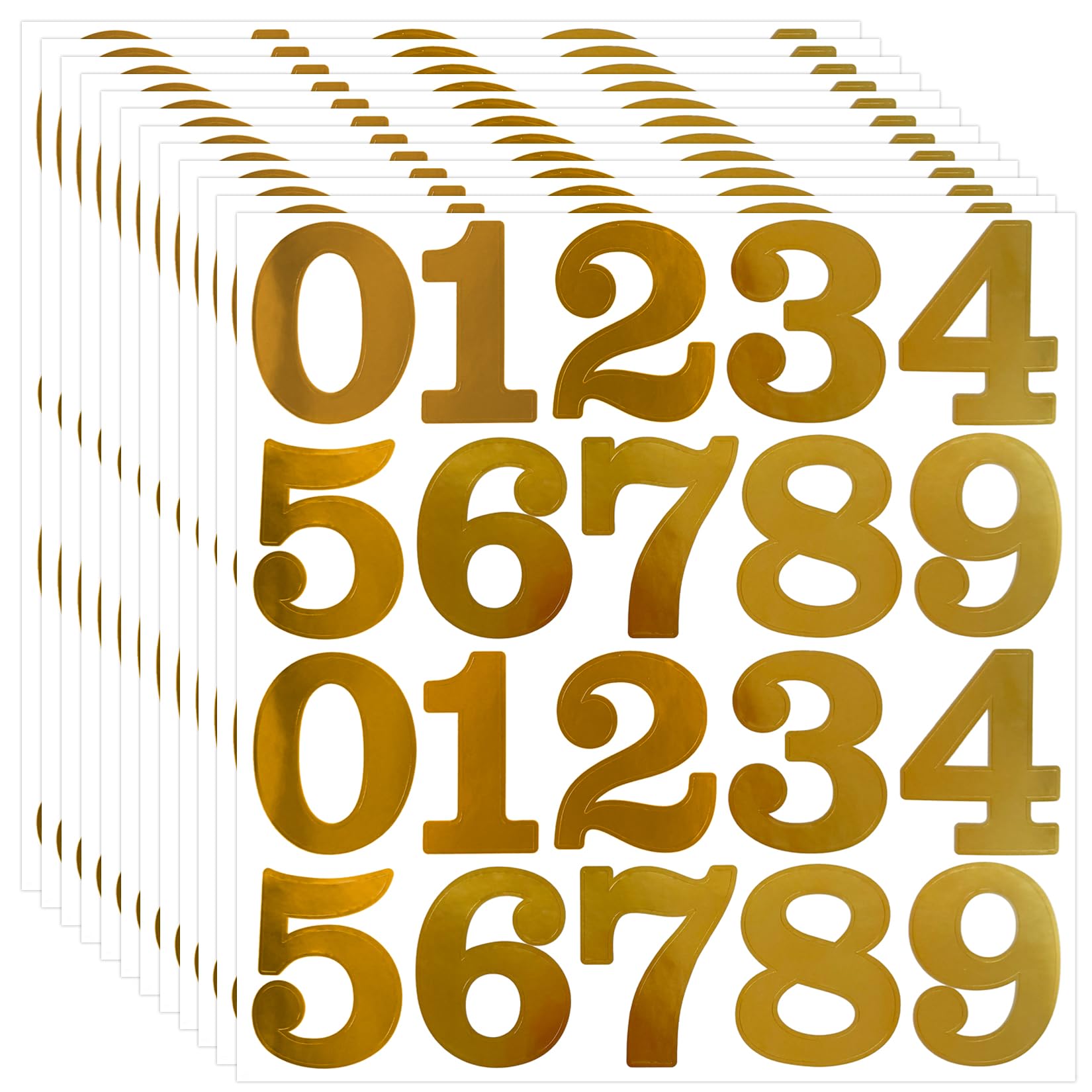 Photo 1 of 24 Sets 2 Inch 0-9 Self Adhesive Vinyl Number Stickers for File,Lockers,Mailbox,Classification,Organizer - 12 Sheets Gold