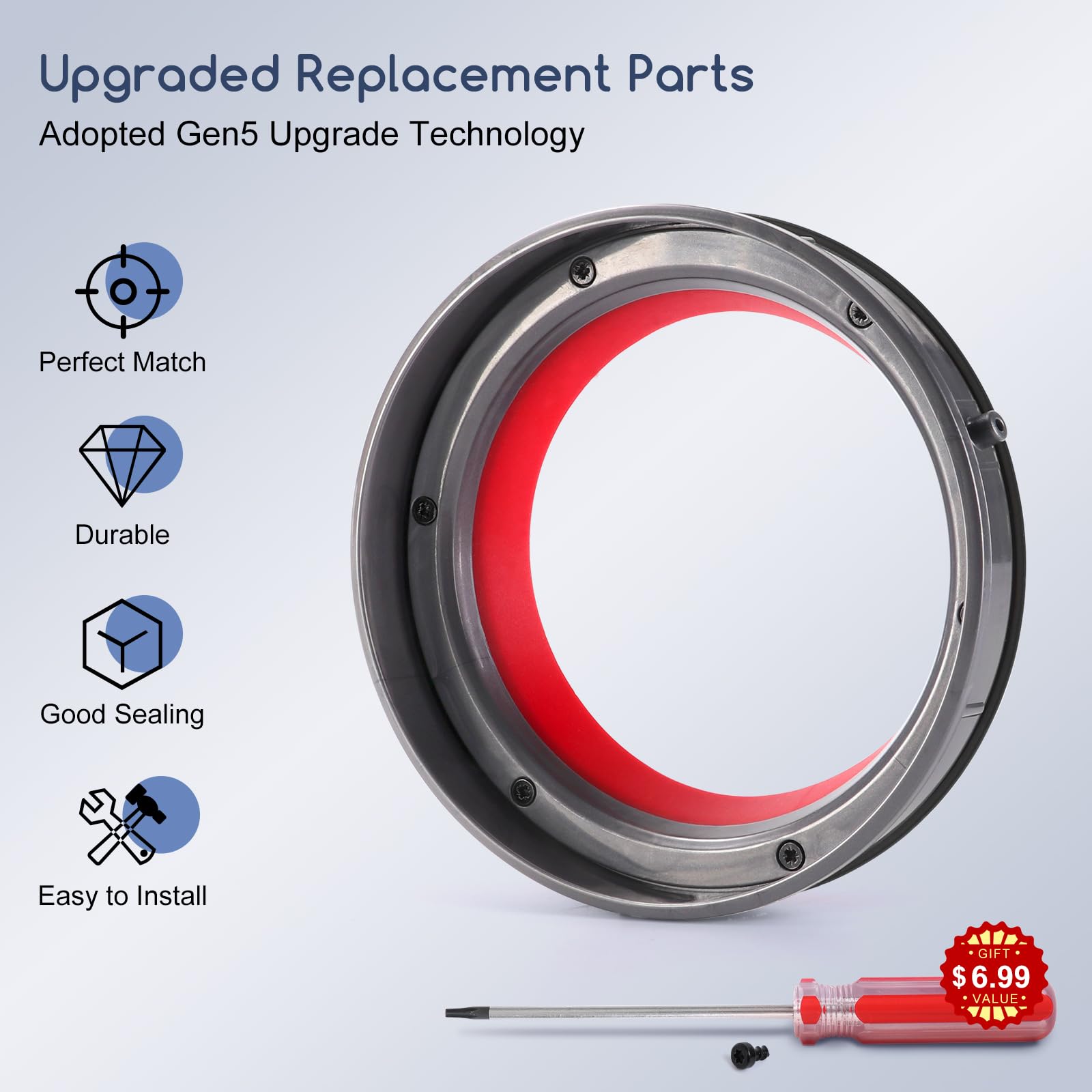 Upgraded Bin Sealing Ring Compatible with Dyson V11 V15 Gen5 SV14 SV15 SV22 Vacuum Cleaner Canister Replacement Parts with T8 Screwdriver