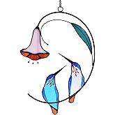 Lolitarcrafts Hummingbird with Flower Stained Glass Suncatcher Bird Stained Glass Window Hangings Hummingbird Gift for Home Decor (Blue 1 Pair)