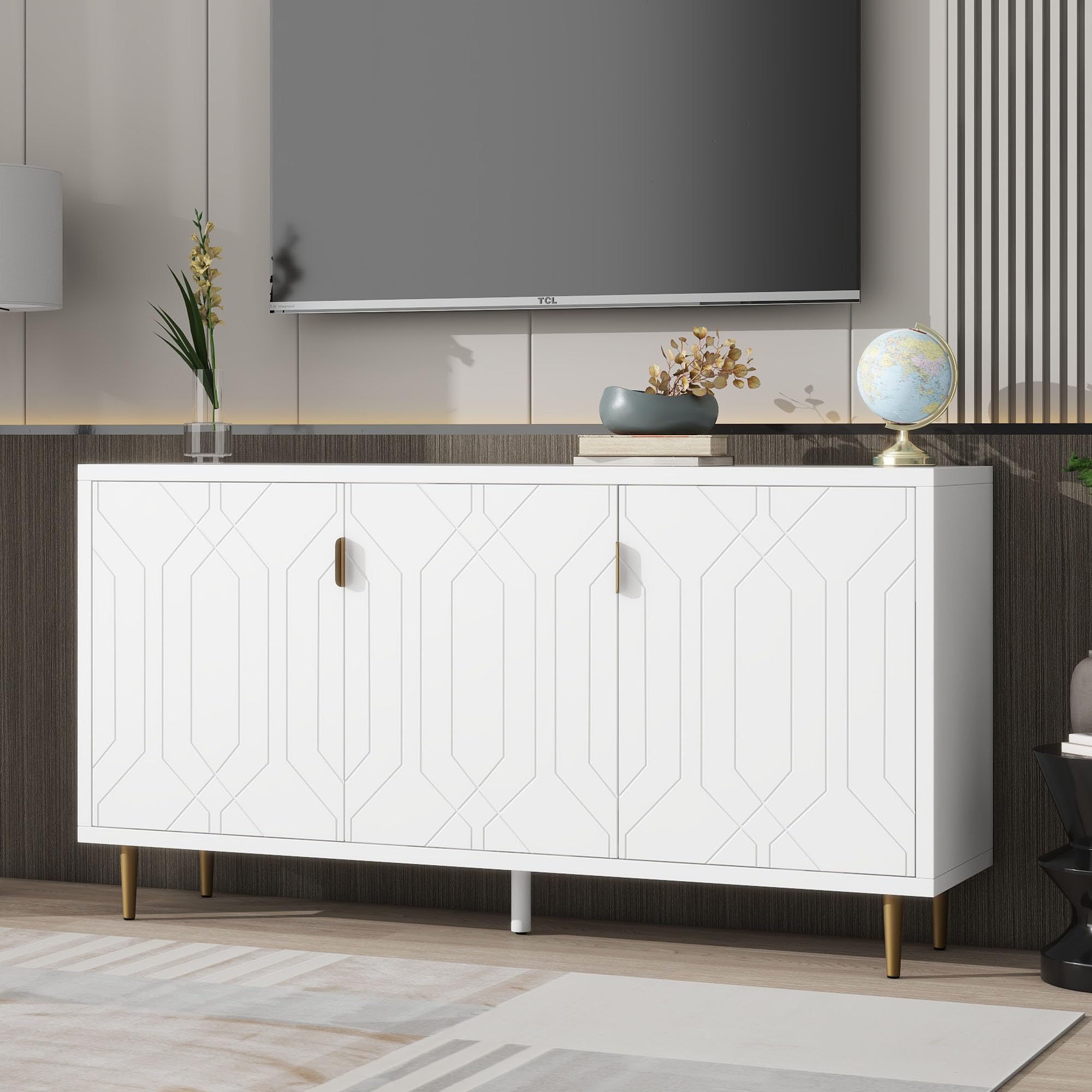Photo 1 of
******PARTIAL SET OR INCOMPLETE**********
Merax Modern TV Stand Fits TVs up to 70", Television Console with 3 Doors & Adjustable Shelves & Storage Cabinets for Living Room, White
