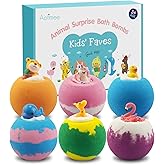 Aofmee Bath Bombs for Kids, Handmade Natural Bath Bombs with Toy Inside, Shea Cocoa Butter Moisturize, Spa Fizzies Bath Bomb Kit, Birthday Christmas Holiday Gifts for Women, Girls, Boys