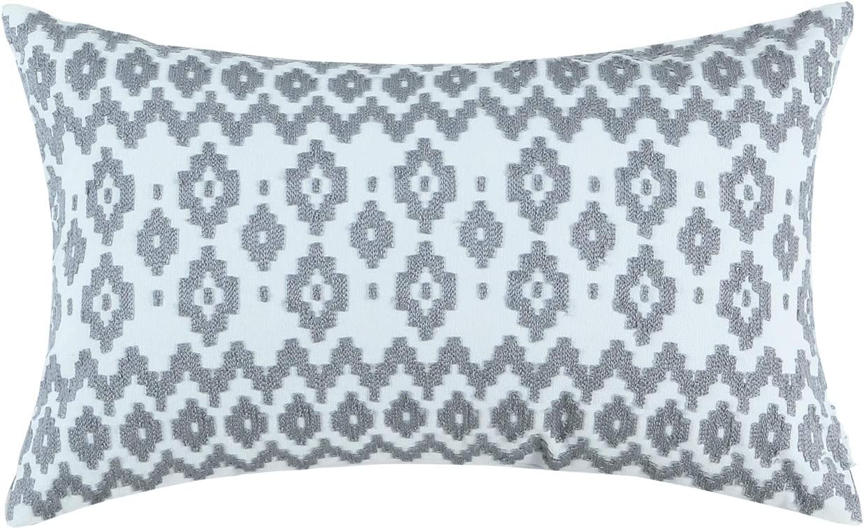 Aitliving Grey and White Pillow Cushion Covers 30x50cm Empire Geometric Motif Accent Lumbar Pillowcase