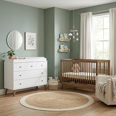 light brown crib and dresser set Pali Napoli Flat Top Convertible Crib and Dresser Set