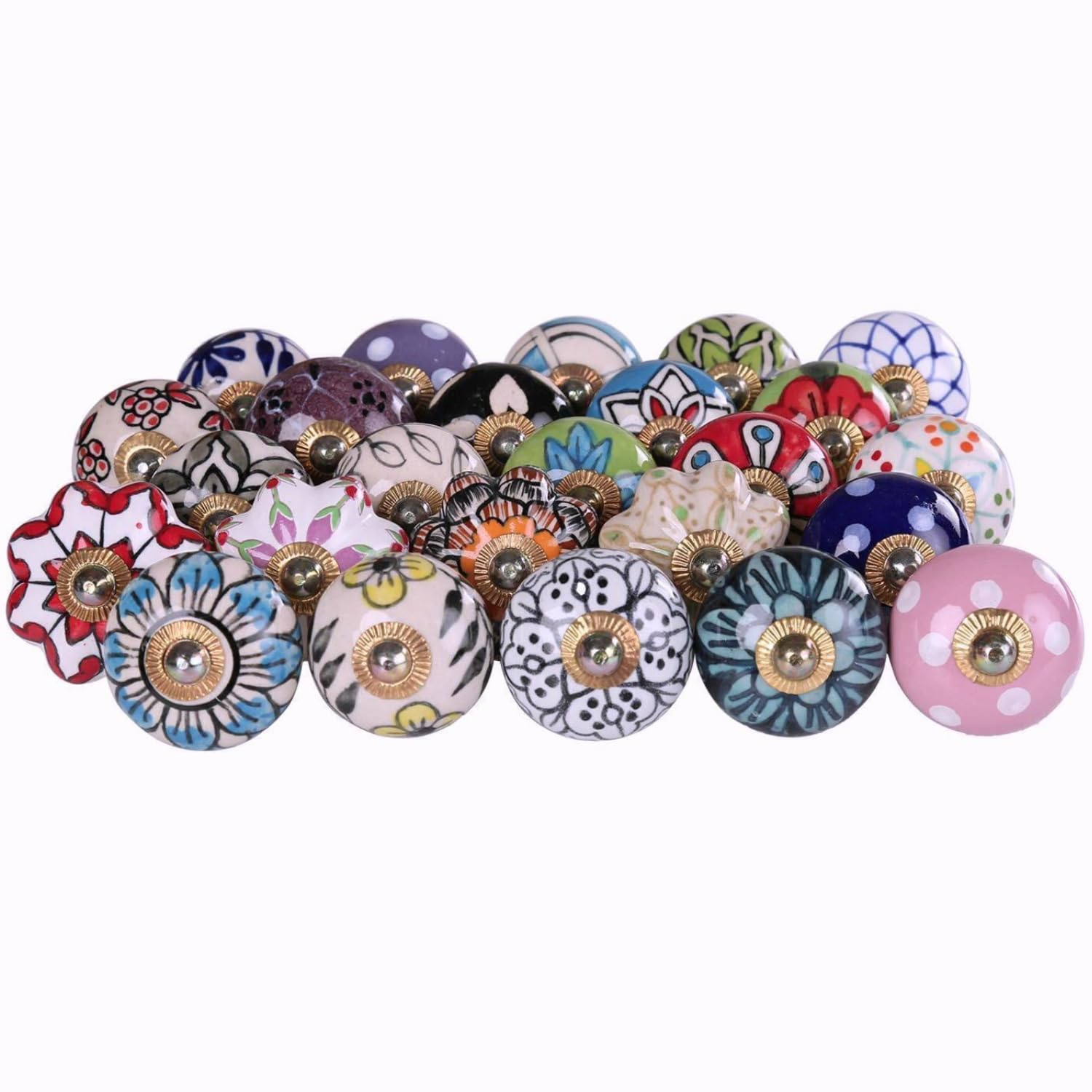 RAJRANG Cabinet Dresser Drawer Knobs Set of 25 Multi Color Assorted Handmade Ceramic Wardrobe Pulls Kitchen Cupboard Handles Wardrobe Hardware Interior Decor โ image 1