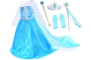 Party Chili Princess Costumes Birthday Party Dress Up For Little Girls with Wig,Crown,Mace,Gloves Accessories