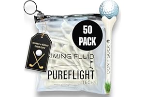 AIMING FLUID GOLF Don't Suck Golf Tees 2 ¾” – 50 Pack Durable Plastic 4-Prong Funny Golf Tees with PureFlight Tech – Low Resistance for Straighter, Longer Drives