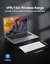 TECKNET 2.4G Wireless Keyboard Small Ultra Slim 14 Hotkeys White view 4