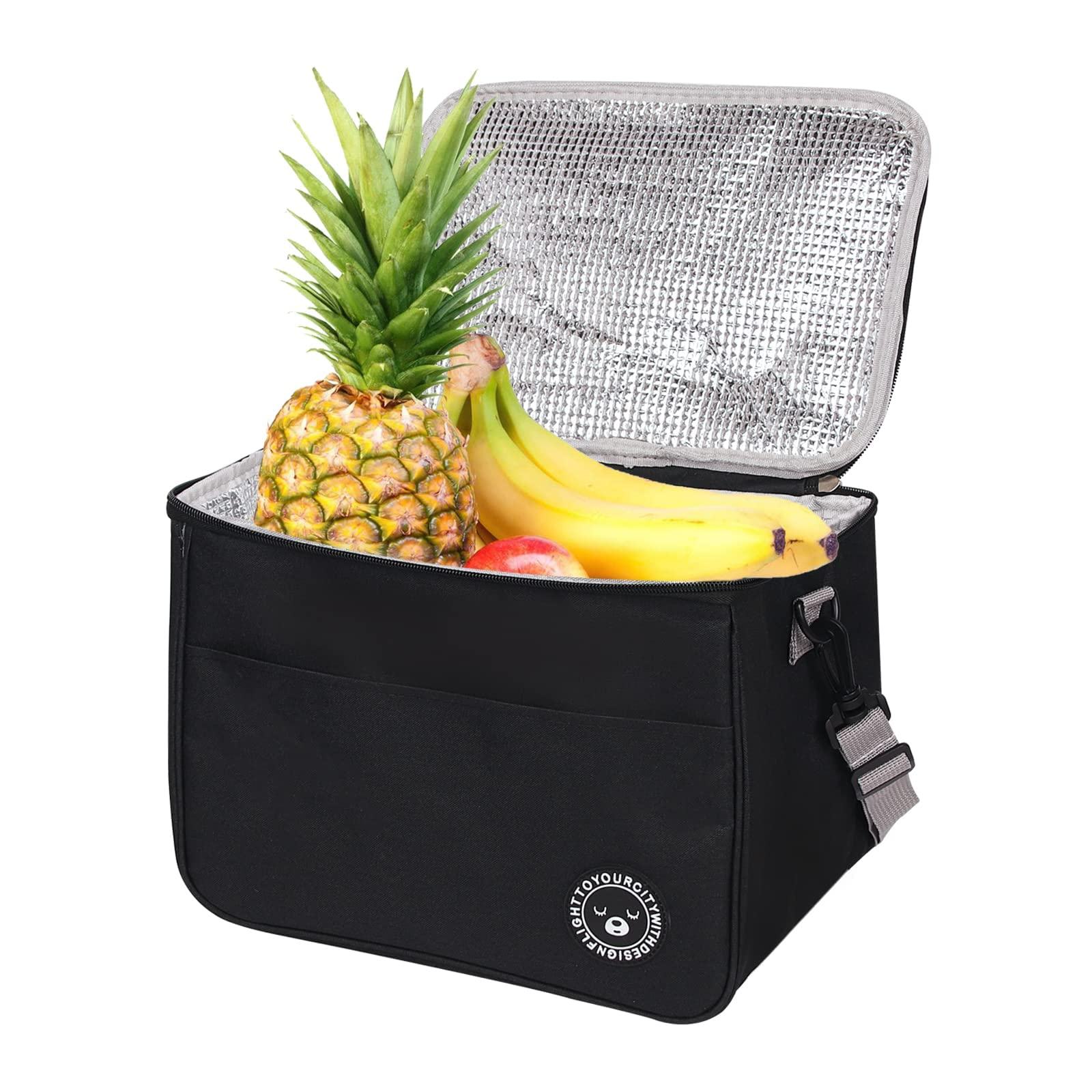 Asonen Insulated Lunch Bag Thermal Cooler Lunch Bag,13L,29 * 20 * 22cm,Water-Resistant Leakproof Soft Cooler Bag Thermal Bento Box for Work/School/Picnic (Black)