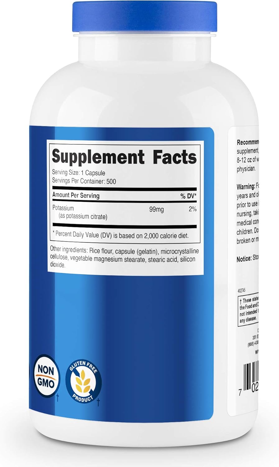Nutricost Potassium Citrate 99mg, 500 Capsules: Health & Personal Care
