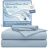 Silver Infused Bed Sheets Set, Cooling Tencel Sheet with Self-Cleaning Technology for 3X Freshness Sleep, Hypoallergenic & Breathable sheet Perfect for Hot Sleepers & Sensitive Skin (Blue, King )