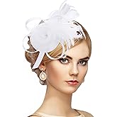 Zinniday Victorian Feather Fascinators Hats - 2025 Derby Attire Headwear with Hairpin,1920s Tea Party Hat for Woman