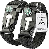 EliteMax 5-In-1 Outdoor Paracord Survival Kit - Black (Pack of 2)