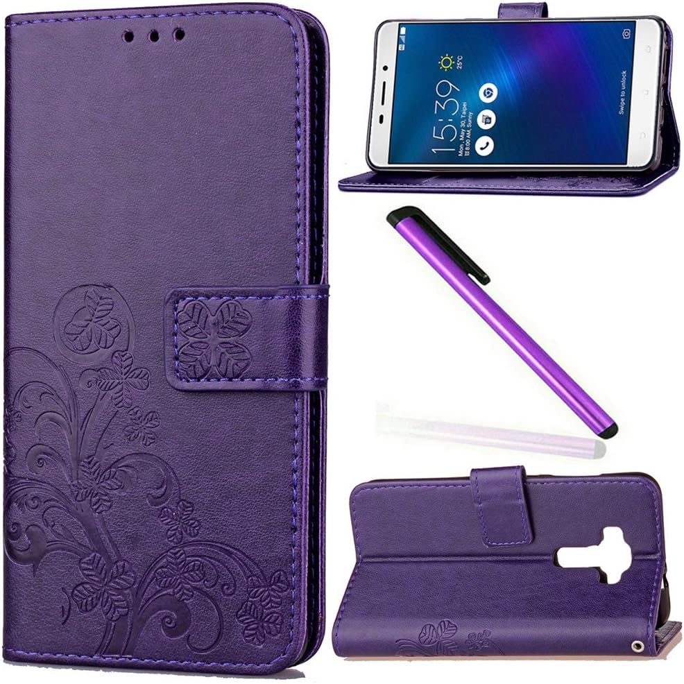 Amazon Com Asus Zenfone 3 Laser Zc551kl Case Cover Emaxeler Embossing Colour Stylish Kickstand Credit Cards Slot Cash Pockets Pu Leather Flip Wallet For Asus Zenfone 3 Laser Zc551kl Clover Purple
