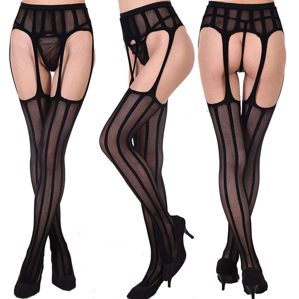 KHUFUZI Women\'s 5 Styles Pack Suspender Pantyhouse High Waist Tights Sexy Fishnet Garter Stockings