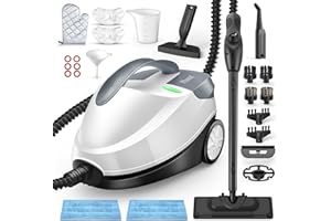 PHUEUT Steam Cleaner with 28 Accessories for Home, 1800W Powerful Multipurpose Steam Mop with 1.5L Tank for Floor Cleaning, Chemical-Free Heavy Duty Steamer for Cleaning Floors, Couch, Tile, Grout and Car