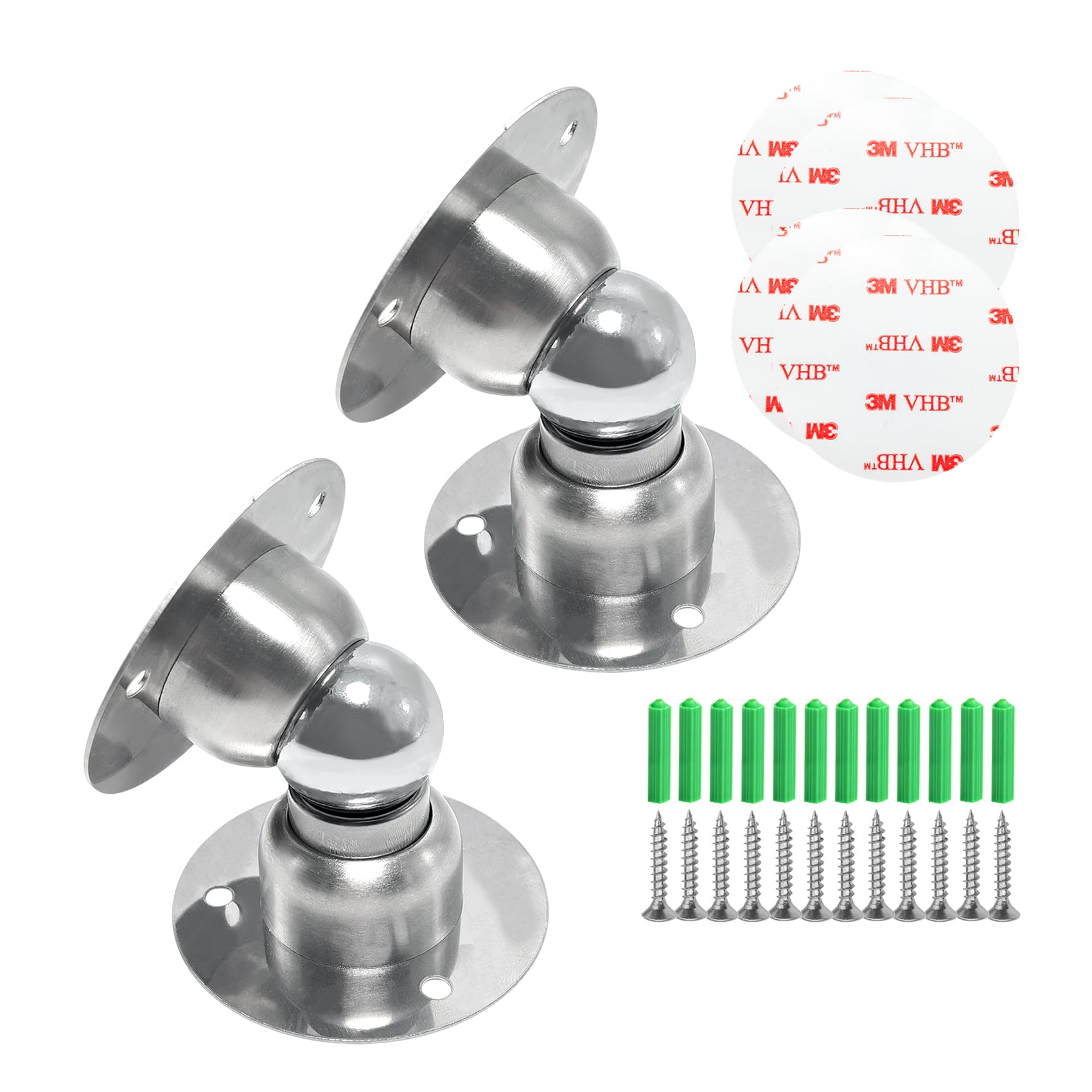Photo 1 of 2Pcs Magnetic Door Stopper, Cucumis Heavy Duty Stainless Steel Mini Soft-Catch Magnetic Door Stopper Wall Mount Door Catch Doorstop for Bedroom Bathroom Kitchen Home Office, with 3M and Screw