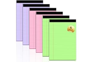 RONEKY Legal Pads 5x8 Inch, 6 Pack, Narrow Ruled, 5x8 Colored Legal Pad, Mini Double-Sided Printing Notepad Perforated Small Notepad 5x8" Lined Paper, 30 sheets, Colored Writing Pads for Office Home School