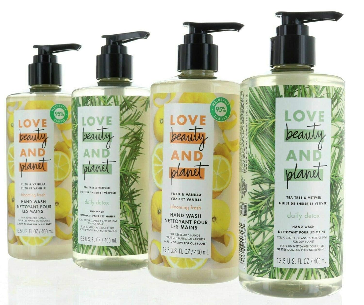 Love Beauty And Planet Store Yuzu and Vanilla liquid and Tea Tree and Vetiver Hand Wash 13.5 Oz (4 Pack) 2 of each flavor : Beauty