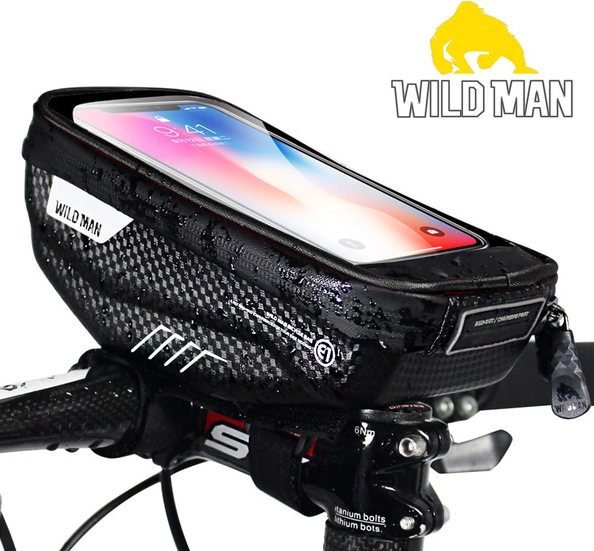 PROZADA Bicycle Frame Bag Waterproof, Bike Phone Holder with Touch Screen Top Tube Bike Cell Phone Holder for 6.5" Cell Phones, iPhone, Samsung, Bicycle Cell Phone Holder