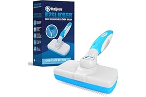 PetLovers EzSlicker Self-Cleaning Brush - Dog Brush for Shedding, Gentle Slicker Brush for Cats, Tangle-Free Grooming Comb with Soft Bristles & Ergonomic Handle for Stress-Free Grooming