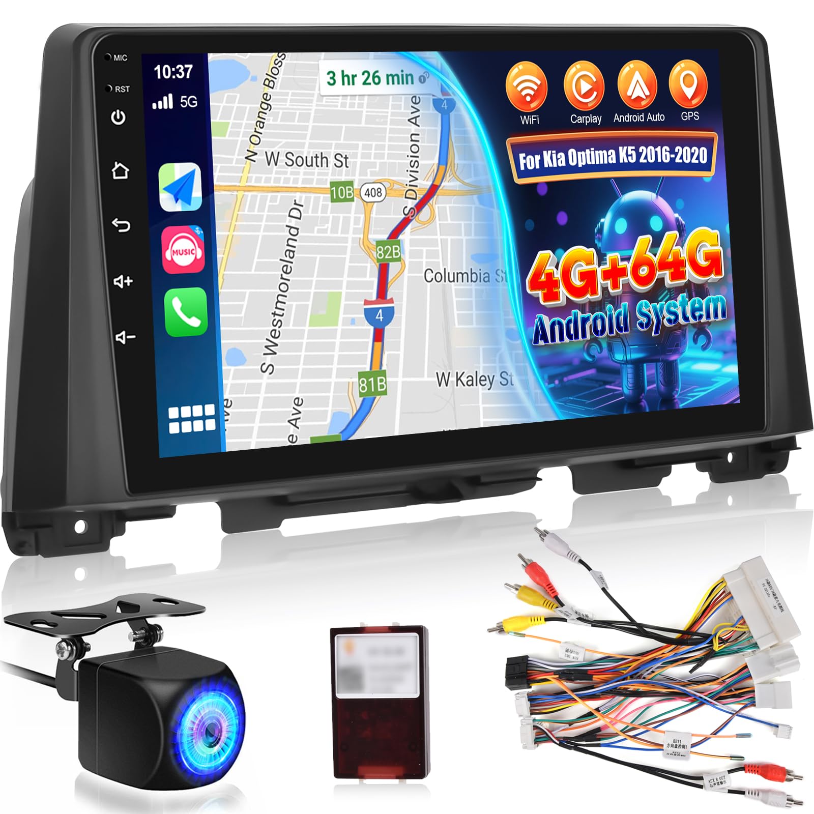 Photo 1 of [4+64G] Upgrade Radio for Kia Optima K5 2016-2020: NHOPEEW 10.1 inch IPS Touchscreen Android Radio - Wireless Carplay and Android Auto, Custom Homepage, DSP/EQ, 5G/WiFi, SWC + Rearview Camera