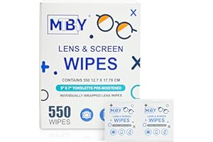 MTBHY Lens Cleaning Wipes (550 Total Wipes) | Pre-Moistened Individually Wrapped Wipes | Non-Scratching & Non-Streaking | Safe for Eyeglasses, Goggles, & Camera Lens (550)
