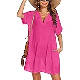 AI'MAGE Women's Swimsuit Coverups Bikini Beach Swimwear Cover Up A-line Bathing Suit Cover Up Dress with Pockets