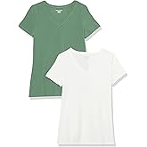 Amazon Essentials Women's Regular-Fit Short-Sleeve T-Shirt (Crewneck and V-Neck Options), Multipacks