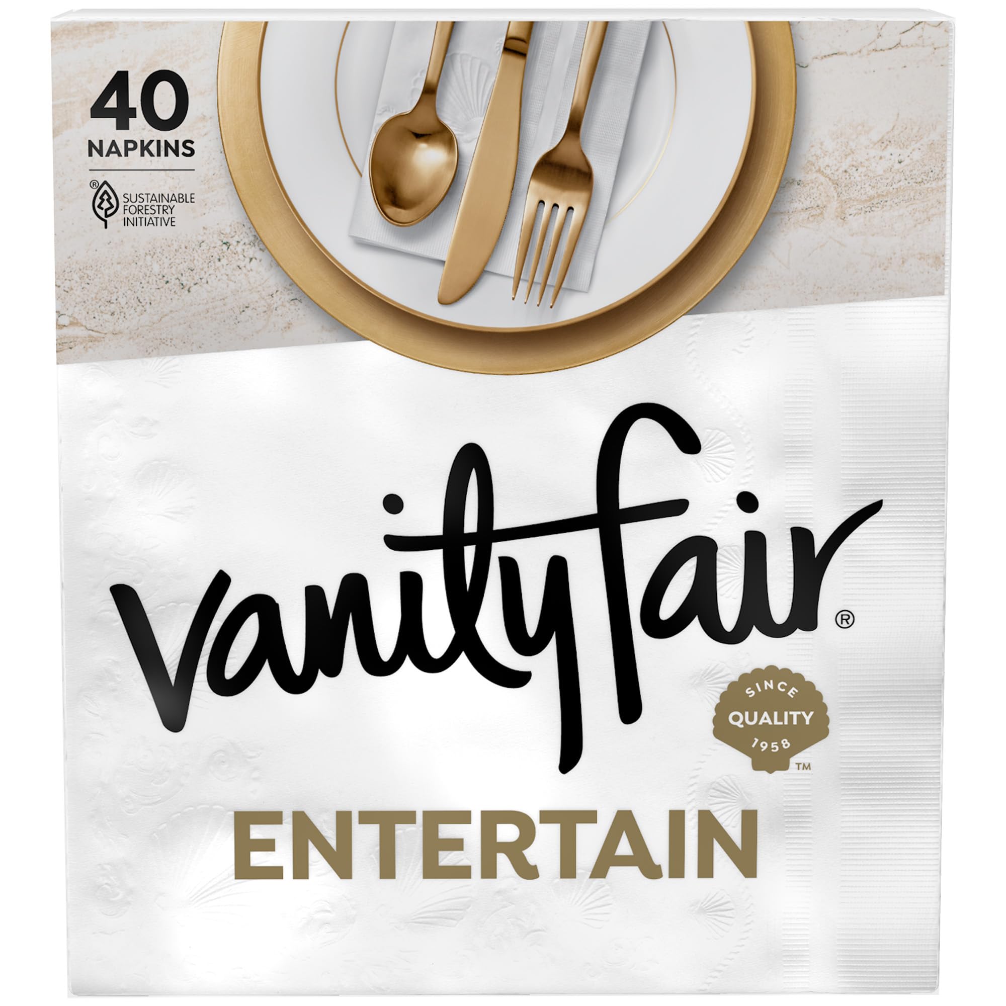 Photo 1 of Vanity Fair Entertain Paper Napkins, 40 Count, Disposable Napkins Made For Entertaining And Events