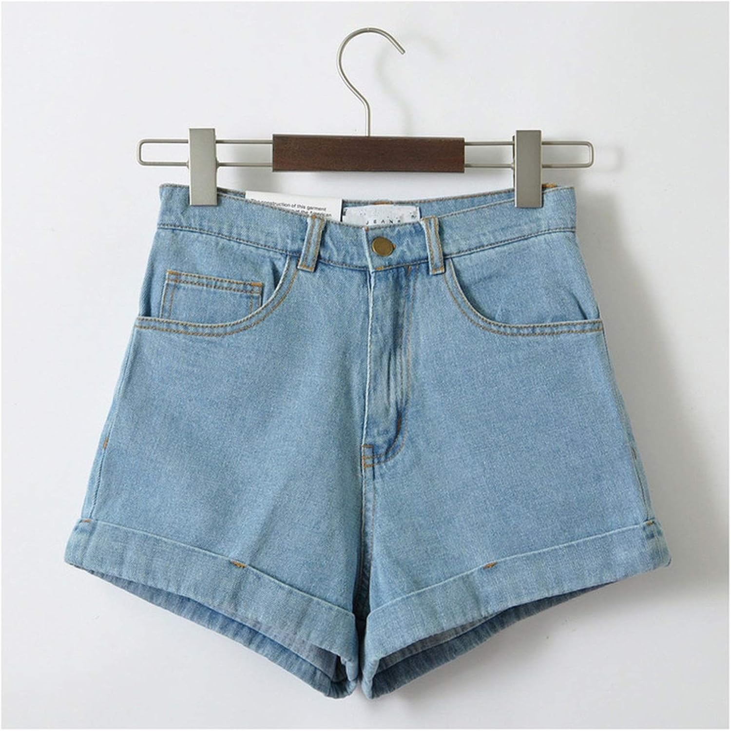 high waisted cuffed jean shorts