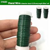 Aisszhao 2 Roll 0.35 mm Green Florist Wire 50 m Each Roll view 2