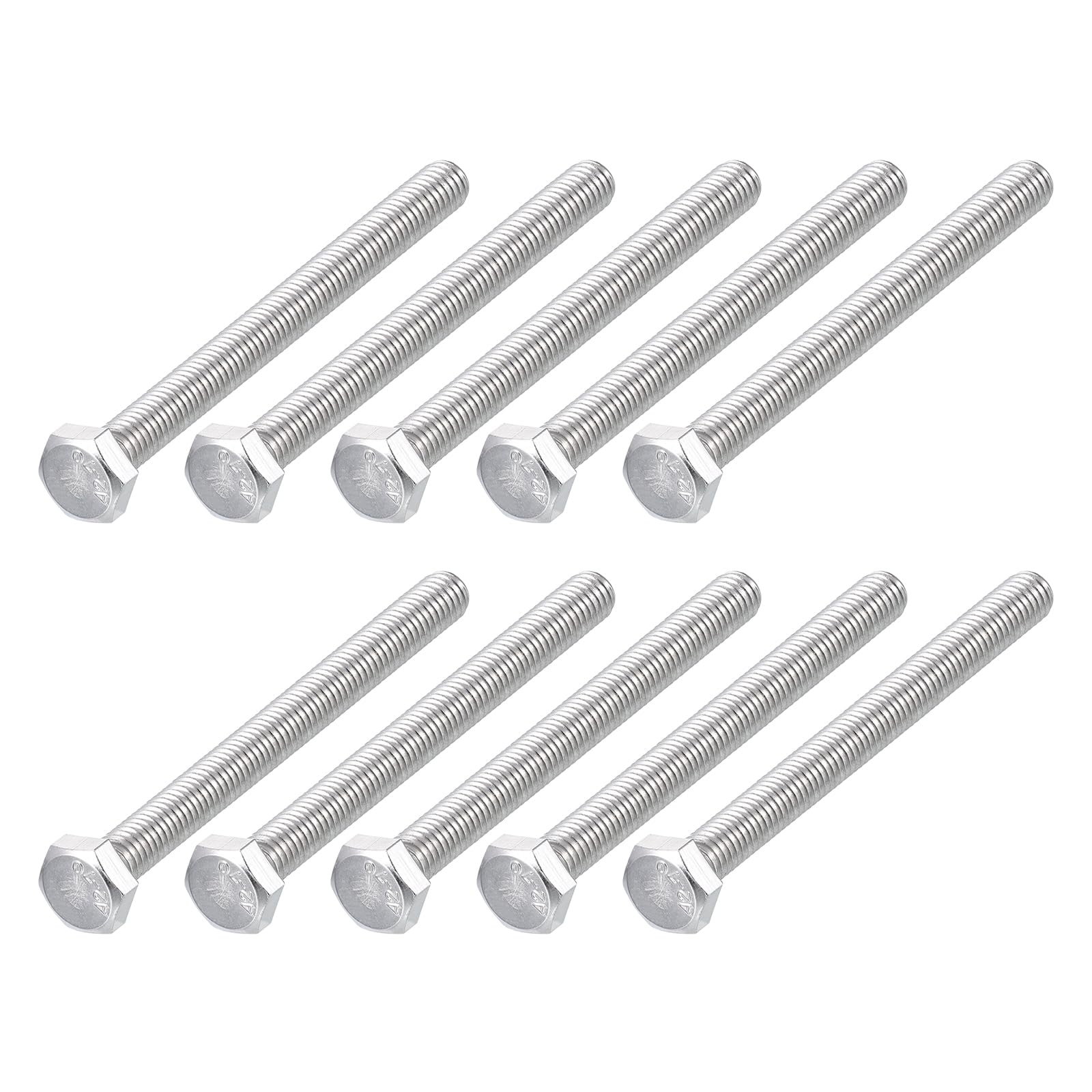 METALLIXITY Hex Bolts (M6-1x70mm) 10Pcs, 304 Stainless Steel Coarse Fully Threaded Hex Head Screw Bolt Machine Screws - for Furniture Repair, Silver