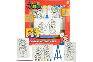 Innovative Designs Super Mario Canvas Paint Set for Kids with 3 Canvases, Acrylic Paint