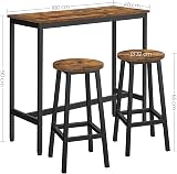 VASAGLE Dining Table Set Bar Table and Stools Industrial Rustic Brown Ink Black view 6
