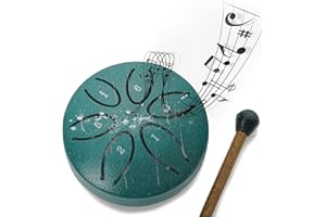 TWODEER Rain Chime Drum-Steel Tongue Drum 3 Inches 6 Notes,Rain Drum for Outside Garden,Steel Tongue Drum Rain Chime Waterproof, Mini Handpan Drum, Drum Rain Chime Waterproof (Foliage starry green)
