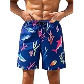 Dunefluvioso Men's Swim Trunks Hawaiian Bathing Mesh Lining Suit Swimsuits Beach Shorts with Pockets