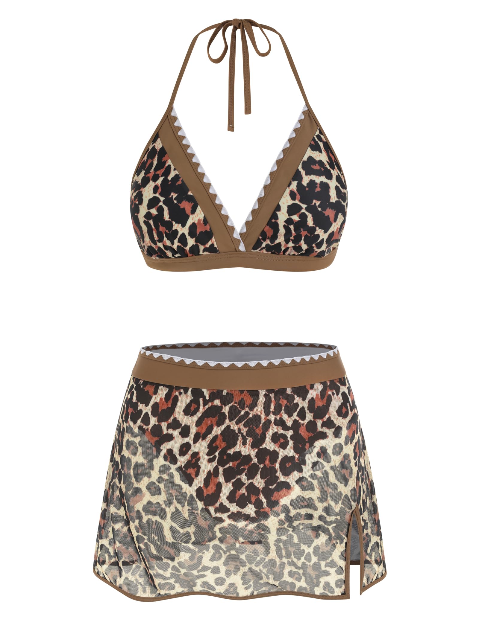 Photo 1 of *PARTIAL SET - See Clerk Notes*
ZAFUL Leopard Bikini Womens High Waisted Bikini Sets Tummy Control Two Piece Swim Suit 2025 Mesh Swim Skirt Swimsuits Bathing Suits Swimwear L