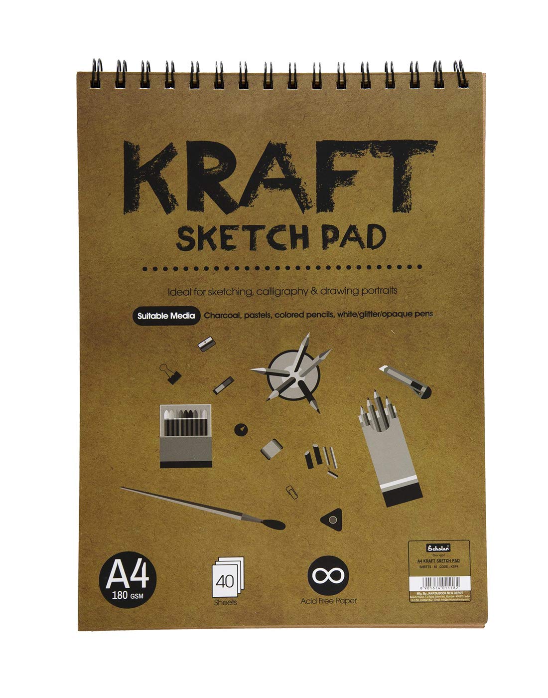 Scholar Kraft Sketch Pad (A4) (170 GSM Kraft Toned Paper) (40 Sheets) Amazon.in Home & Kitchen
