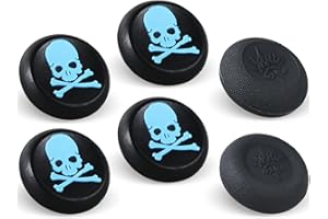 9CDeer Performance Joystick Analog Stick Thumb Grips Set of 6 Compatible with PS5, PS4, Xbox Series X/S Xbox One, Switch Pro Controller Skull Black & Blue