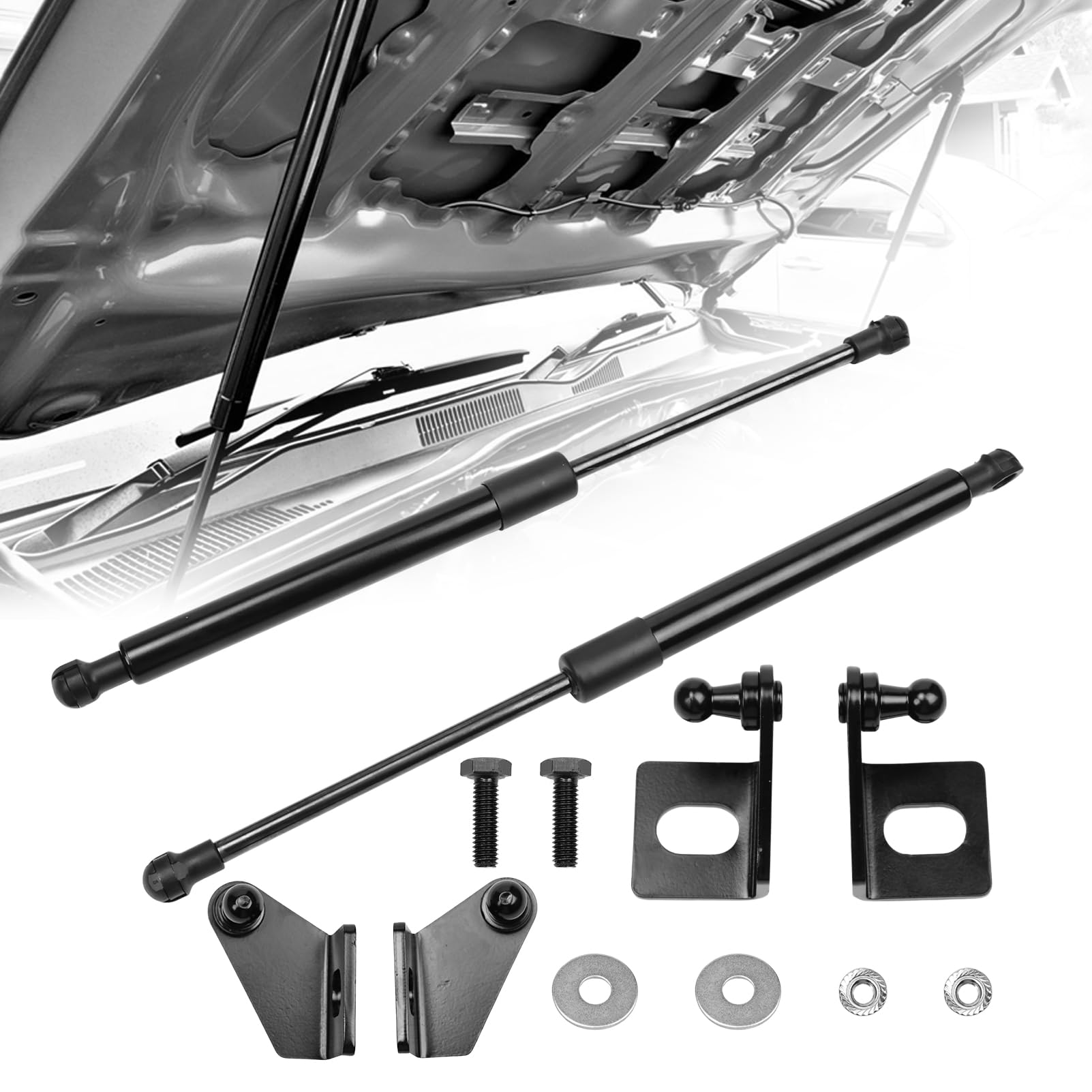 Photo 1 of 2Pcs Front Hood Lift Support Struts fit for Land Cruiser 250 Prado J250 LC250 2024 2025, Shocks Springs Dampers Hydraulic Jack Stainless